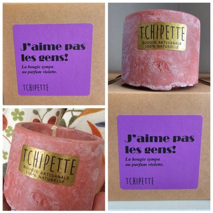 Bougie colorée "je n'aime pas les gens" parfum violette
