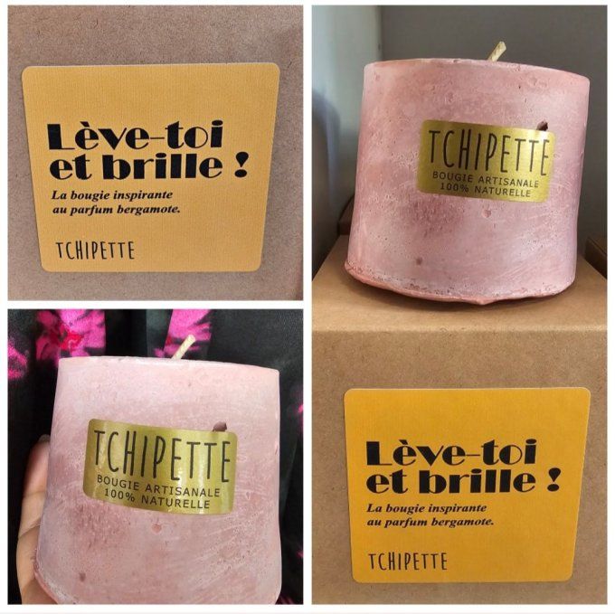 Bougie colorée "lève toi et brille !" parfum bergamote